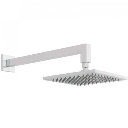 Vado Atmosphere Air-Injected 200mm square chrome slimline shower head with arm