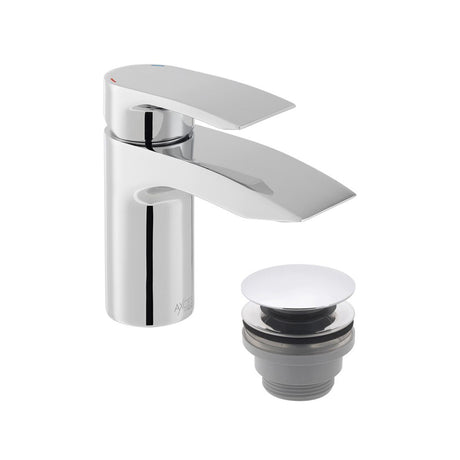 Vado Rowe Mini Mono Basin Mixer with Push Waste - Chrome - AX-ROW-100M/CC-CP