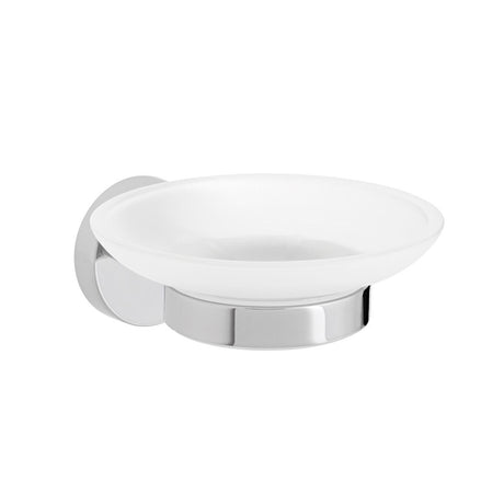 Vado Sirkel Frosted Glass Soap Dish With Holder - Chrome - AX-SIR-182-CP