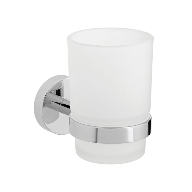 Vado Sirkel Frosted Glass Tumbler and Holder - Chrome - AX-SIR-183-CP