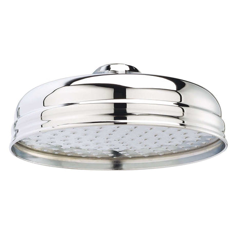 Bayswater Traditional Apron 8 inch chrome fixed shower head with retro design and rainfall nozzles
