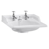 Burlington Classic White 2 Tap Hole Square Basin with Invisible Overflow 65cm - B14