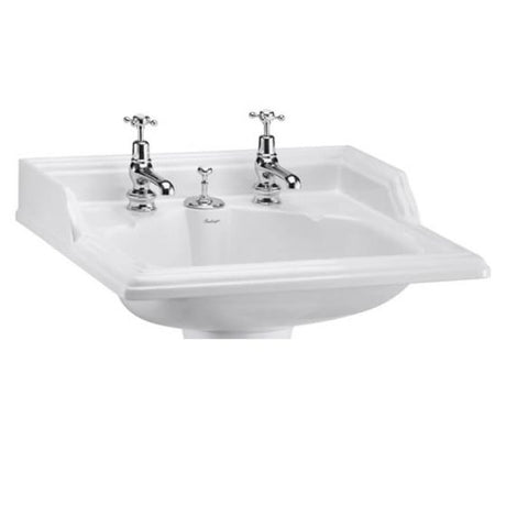 Burlington Classic White 2 Tap Hole Square Basin with Invisible Overflow 65cm - B14