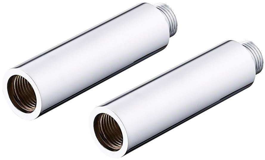 Armitage Shanks 1/2 inch x 75mm polished chrome bib tap extension pair with threaded fittings for easy installation