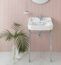 Burlington Bespoke Oriental 1 Taphole Blossom Edwardian Pedestal Basin 560 x 470mm - White - B41THBLOSS