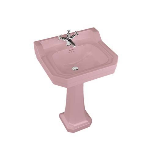 Burlington Bespoke Confetti 1 Taphole  Edwardian Pedestal Basin 560 x 470mm - Pink - B41THPINK