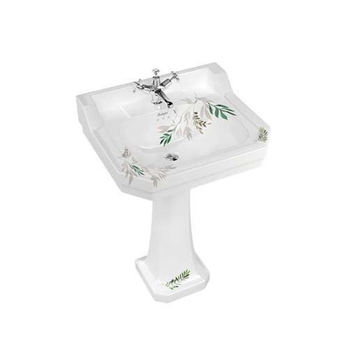 Burlington Bespoke Spring Forest 2 Tapholes Edwardian Pedestal Basin 560 x 470mm - White- B42THFORE