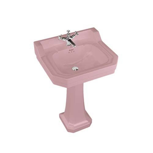 Burlington Bespoke Oriental Blossom 3 Tapholes Edwardian Pedestal Basin 560 x 470mm - Pink - B43THPINK
