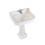 Burlington Bespoke Oriental Blossom 3 Tapholes Edwardian Pedestal Basin 610 x 505mm - White - B53THBLOSS