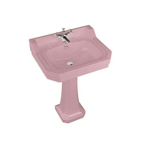 Burlington Bespoke Confetti 3 Tapholes Edwardian Pedestal Basin 610 x 505mm - Pink - B53THPINK