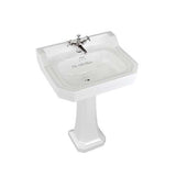 Burlington Bespoke Traditional 3 Tapholes Edwardian Pedestal Basin 610 x 505mm - White - B53THTRA