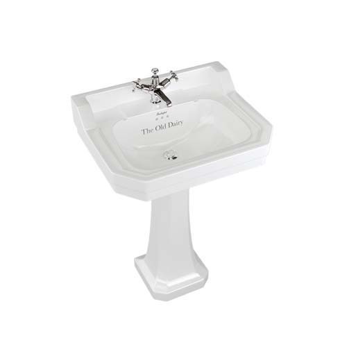 Burlington Bespoke Traditional 3 Tapholes Edwardian Pedestal Basin 610 x 505mm - White - B53THTRA