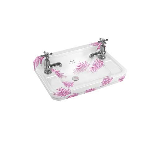 Burlington Bespoke Botanical 2 Tapholes Edwardian Cloakroom Basin 512 x 310mm - Pink - B82THBOTA
