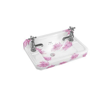 Burlington Bespoke Botanical 2 Tapholes Edwardian Cloakroom Basin 512 x 310mm - Pink - B82THBOTA