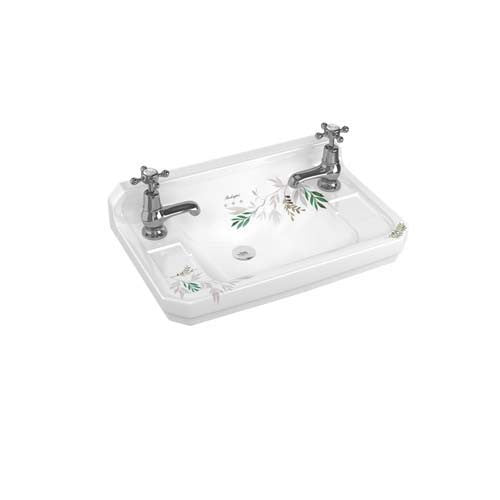 Burlington Bespoke Spring Forest 2 Tapholes Edwardian Cloakroom Basin 512 x 310mm - White - B82THFORE