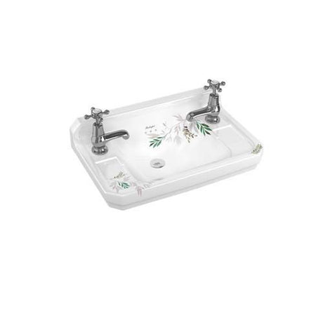 Burlington Bespoke Spring Forest 2 Tapholes Edwardian Cloakroom Basin 512 x 310mm - White - B82THFORE