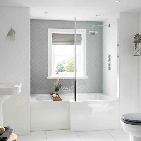 BC Designs Solidblue L-Shaped Bath Panel 1500mm Wide - White - BAIP011