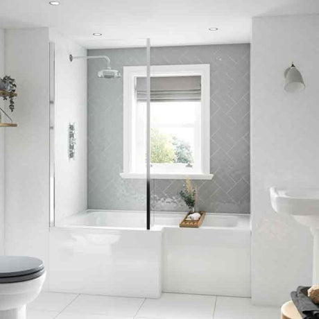 BC Designs Solidblue L-Shaped Bath Panel 1700mm Wide - White - BAIP013