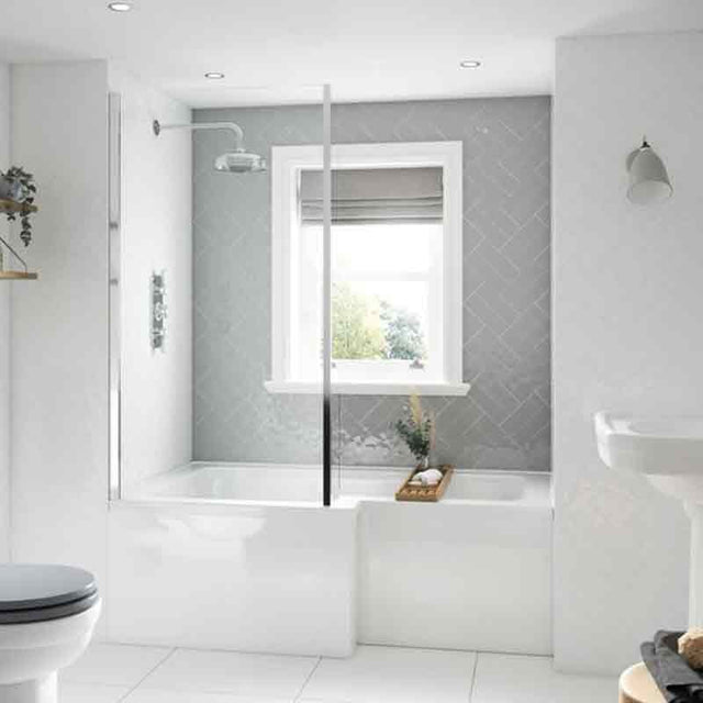 BC Designs Solidblue L-Shaped Bath Panel 1700mm Wide - White - BAIP013