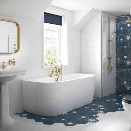 BC Designs Solidblue D-Shaped Bath Panel 1700mm Wide - White - BAIP020