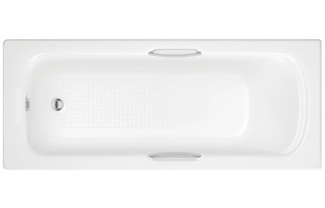 Prystine Antioch Single End Twin Grip Textured Base 8mm 1700x700x510mm 2 Tap Hole Bath -White - PRIS3089