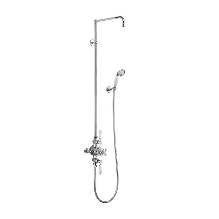 Burlington Avon Chrome Thermostatic Exposed Shower Valve with Rigid Riser Hose & Handset - BAF3S