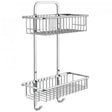 Vado Basket Large rectangular double wall mounted chrome shower caddy with two baskets and hooks