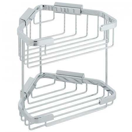 Vado Basket Large double triangular chrome corner wall-mounted shower caddy