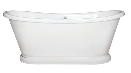Launde Abbey Boat Freestanding Double Ended Acrylic Boat Bath 1580mm - White
