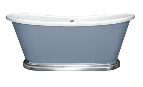 Launde Abbey Boat Freestanding Double Ended Acrylic Boat Bath with Aluminium Plinth 1700mm - White