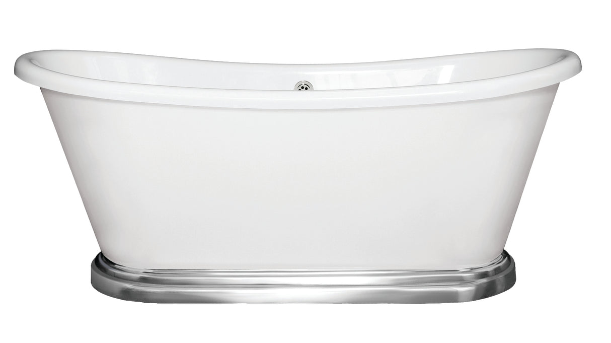 Launde Abbey Boat Freestanding Double Ended Acrylic Boat Bath with Aluminium Plinth 1800mm - White - TAP 'N' SHOWER
