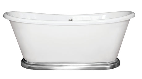 Launde Abbey Boat Freestanding Double Ended Acrylic Boat Bath with Aluminium Plinth 1800mm - White