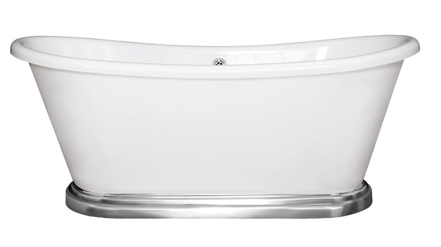 Launde Abbey Boat Freestanding Double Ended Acrylic Boat Bath with Aluminium Plinth 1800mm - White - TAP 'N' SHOWER