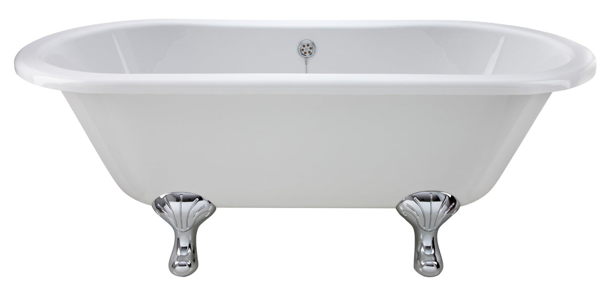Launde Abbey Elmstead Freestanding Double Ended Slipper Bath with Feet Set 1 - White