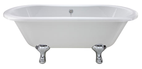 Launde Abbey Elmstead Freestanding Double Ended Slipper Bath with Feet Set 1 - White