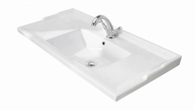 Bayswater 1 Tap Hole Countertop Basin 1000mm  - White - BAYC205