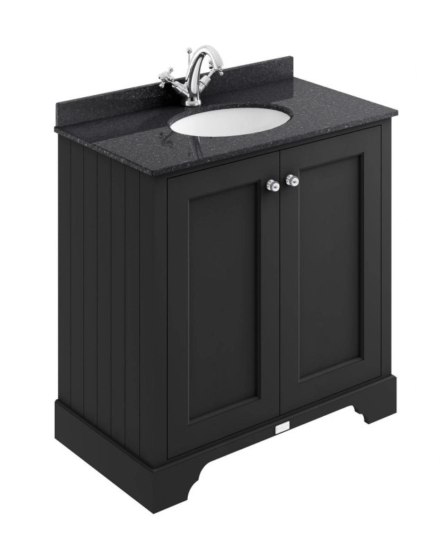 Bayswater Floorstanding Vanity Unit 2 Doors 800mm - Matt Black - BAYF404
