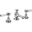 Bayswater Crosshead Dome black and chrome 3-hole basin mixer tap with ceramic handles and pull-up waste