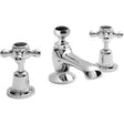 Bayswater Crosshead Dome 3-Hole Basin Mixer Tap with Waste - Black/Chrome - BAYT247