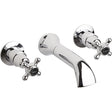 Bayswater Crosshead Dome 3-Hole Wall Mounted Bath Filler Tap - Black/Chrome - BAYT249