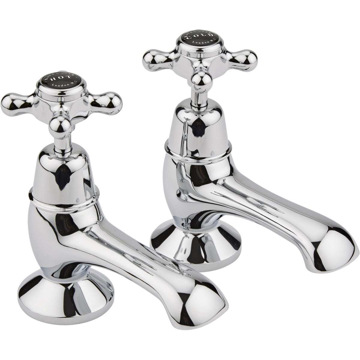 Bayswater Crosshead Dome Bath Taps Pair - Black/Chrome - BAYT242