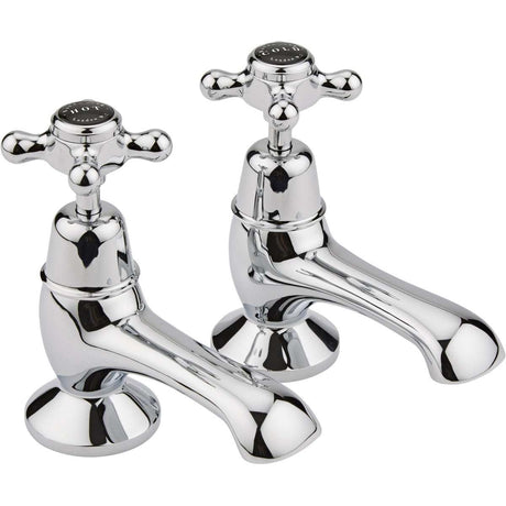 Bayswater Crosshead Dome Bath Taps Pair - Black/Chrome - BAYT242