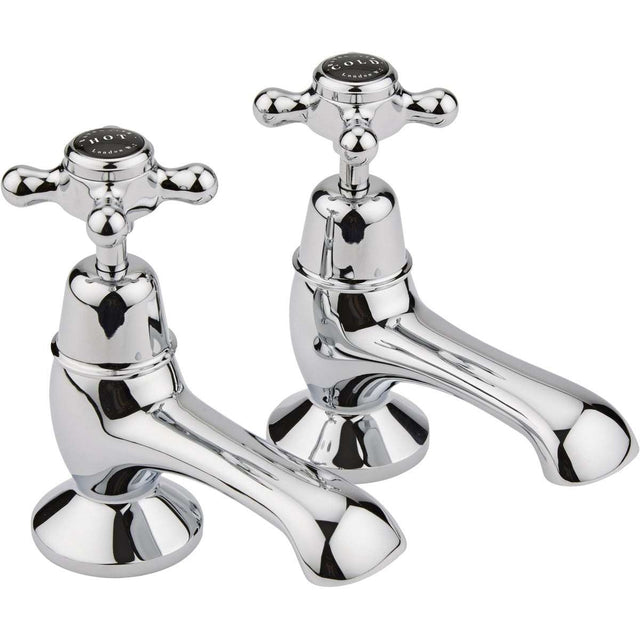 Bayswater Crosshead Dome Bath Taps Pair - Black/Chrome - BAYT242