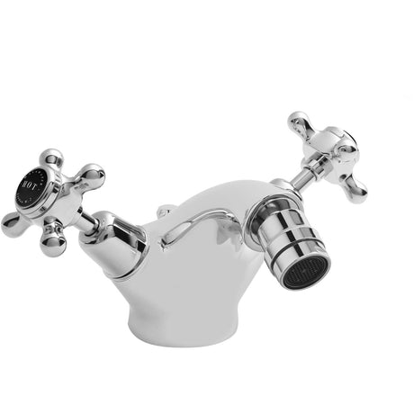 Bayswater Crosshead Dome Mono Bidet Mixer Tap with Waste - Black/Chrome - BAYT248