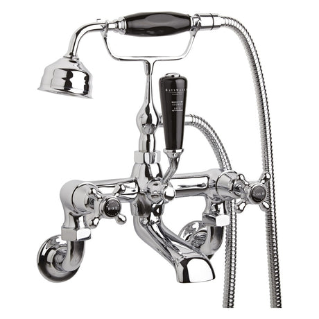 Bayswater Crosshead Dome Wall Mounted Bath Shower Mixer Tap - Black/Chrome - BAYT250
