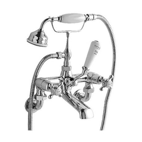 Bayswater Crosshead Dome Wall Mounted Bath Shower Mixer Tap - White/Chrome - BAYT210