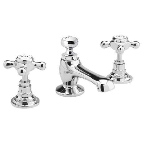 Bayswater Crosshead Hex 3-Hole Basin Mixer Tap - White/Chrome - BAYT107