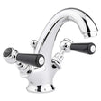 Bayswater Crosshead Hex white and chrome 3-hole basin mixer tap with traditional crosshead handles and hexagonal collars