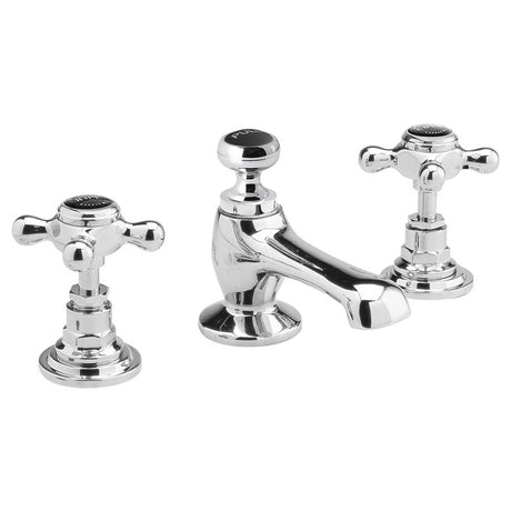 Bayswater Crosshead Hex 3-Hole Basin Mixer Tap with Waste - Black/Chrome - BAYT147
