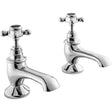 Bayswater Crosshead Hex Bath Taps Pair - Black/Chrome - BAYT142